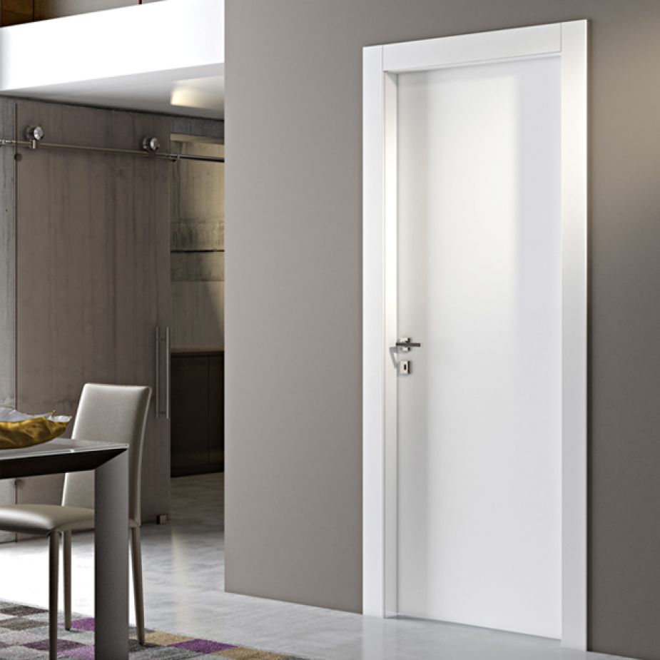 Porta Pail LN bianco reversibile telaio in listellare mostre in multistrato