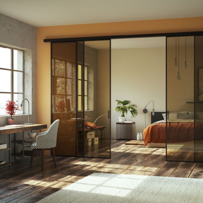 Porta GeG Frame vetro trasparente bronzo